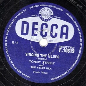 1957 UK #1 Tommy Steele 78 Singing The Blues / Rebel Rock UK Decca F 10819 E - Picture 1 of 1