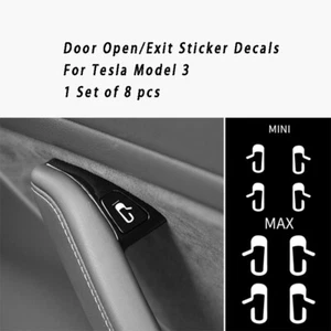 8pcs/set Car Door Open Exit Sticker Decal for Tesla Model 3 Interior Decoration - Picture 1 of 6