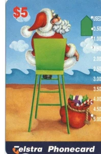 Telstra $5 Multi Hole Phonecard-1996 Christmas Santa-Rare-Low Mintage - Picture 1 of 2