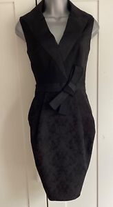 KAREN MILLEN Black Tuxedo Jacket Sleeveless Dress Size UK 10