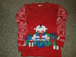 Beautiful Polar Bear, Red Father Christmas, Snowflake festive new year jumper - Picture 1 of 5