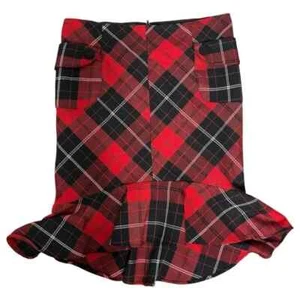 Vintage Y2K Red & Black Plaid Ruffle Skirt High-Waisted Mini with Flounce Hem - Picture 1 of 10