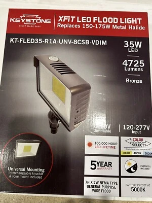 Luz de inundación de seguridad LED Keystone Dusk To Dawn 120-277V 35W = 175W bronce 4725 NUEVO Foto 1 de 4