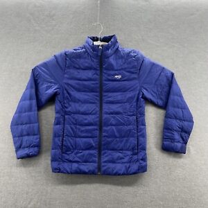 rei kids youth size m (10-12) blue down full zip puffer jacket