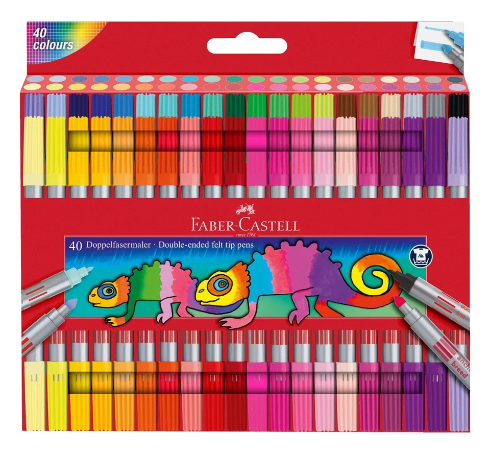 FABER CASTELL FILZSTIFTE DOPPELFASERMALER 40ER ETUI NEU OVP - Bild 1 von 1