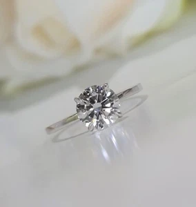 1.08Ct Round Cut IGI Certified Lab Grown Diamond Hidden Halo Ring 14K White Gold - Picture 1 of 23