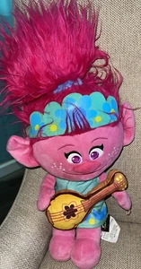 Dreamworks Trolls World Tour 20" POPPY with Guitar Bright Pink Large Plush Doll - Picture 1 of 10