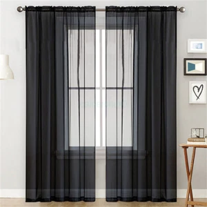 2024 High Quality 2Pcs Sheer Curtains Organza Voile Curtain Window Privacy Drape - Picture 1 of 20