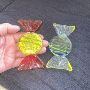 2 LARGE VINTAGE MURANO VENETIAN HAND BLOWN GLASS SWEETS 12CM - Picture 1 of 9