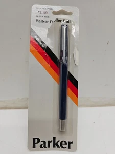 Parker Roller Ball Pen Vintage Blue Body Black Fine Point Ink NIP - Picture 1 of 4