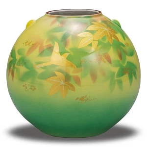 Kutani Ware Waza-no-Kura Vase Blattgold Ahorn Blume und Vogel Made in Japan - Bild 1 von 3