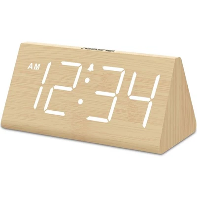 Wooden Digital Alarm Clocks for Bedrooms - Electric Desk Clock with Large Num... - Image 1 of 4