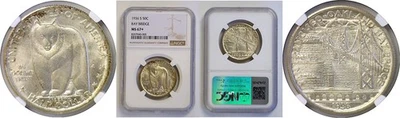 1936-S Bay Bridge Commemorative Half Dollar   NGC MS-67+ - Image 1 of 3