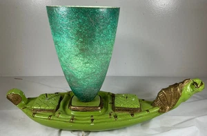 Vtg Green Gondola Lamp w Spun Fiberglass Shade 10" x 17" MCM Mid Century - Picture 1 of 4