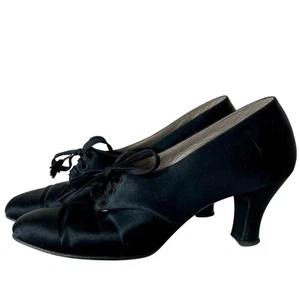 Antique McBrydes Detroit satin silk heels lace up 1920s flapper Vintage RARE 6 - Picture 1 of 15
