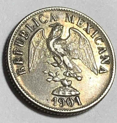 1901-Cn Q México 20 Centavos Segunda República Plata Campos Limpios Brillo Foto 1 de 4