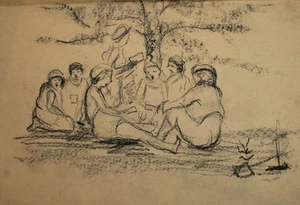Antico quadro a carboncino ritratto - Foto 1 di 9