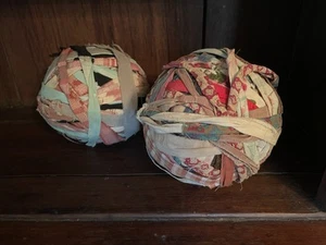Antique Xtra Large Rag Balls Set Of Two - Picture 1 of 1