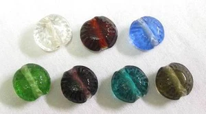 10 Glasperlen Button rund flach mit Musterung 14x13x8mm Farbauswahl - Bild 1 von 9
