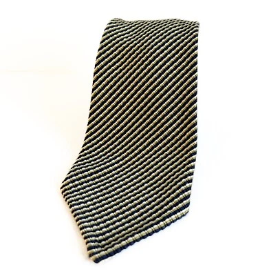 Corbata de cuello Etro verde marino crema a rayas tejida seda y algodón hecha en Italia Foto 1 de 4