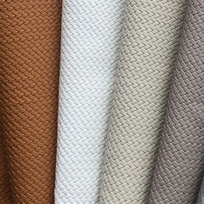 Self Adhesive Faux Leather Fabric Knit Woven for Upholstery Furniture Sofa - Image 1 of 4