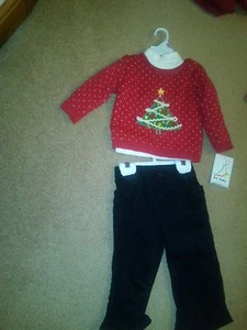 NWT INFANT GIRLS CHRSTMAS SWEATER, TURTLENECK & CORDUROY PANTS 3-6 MOS BT KIDS - Picture 1 of 2