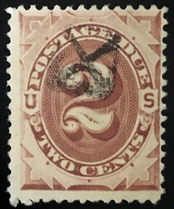 US 1879 #J2 Brown 2c Postage Due Fancy "X" Cancel Ex Used - Picture 1 of 3