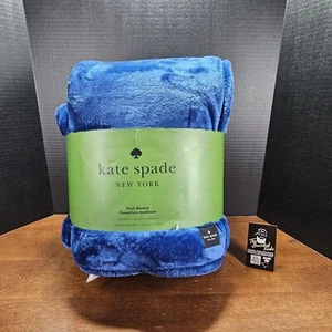 Nueva manta polar Kate Spade azul oscuro de gran tamaño Queen 98 pulgadas X 92 pulgadas - Imagen 1 de 5