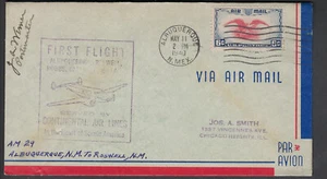 USA F F C 1940 AlBurquerque to Roswell, Postmaster signed (US046)* - Picture 1 of 2
