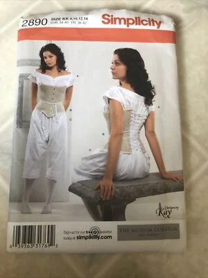 New SIMPLICITY #2890 - LADIES GONE WITH THE WIND CORSET - CHEMISE PATTERN 8-14FF - Image 1 of 3