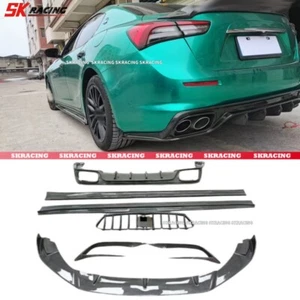 Carbon Fiber Side Skirts Front Lip Rear Diffuser Kits Fits 18-23 Maserati Ghibli - Picture 1 of 16