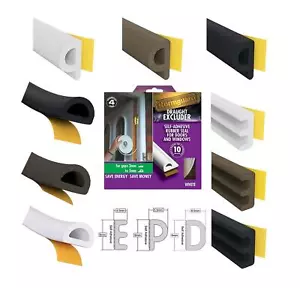 EPDM P, E or D Rubber Draught Seal Door Draft Excluder 5m & 10m lengths - Picture 1 of 16
