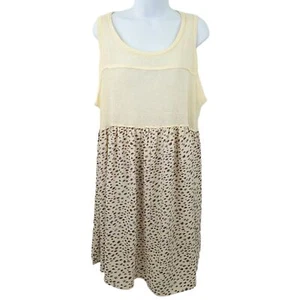 Umgee Tunic Dress Top Pullover Womens Size L Cream Purple Print Sleeveless NEW - Picture 1 of 8
