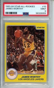 1983 STAR ALL-ROOKIES #10 JAMES WORTHY PSA 9 MINT LOS ANGELES LAKERS LEGEND - Picture 1 of 2