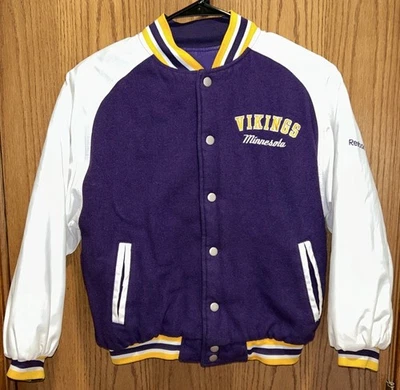 Vintage Reebok Minnesota Vikings Kids Size Small Reversible Jacket - Image 1 of 4