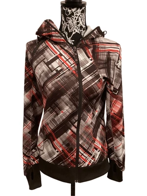 Sudadera con capucha y cremallera completa polar The North Face de colección con agujeros para los pulgares a cuadros preppy Foto 1 de 4