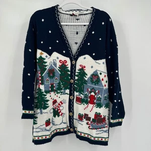 Suéter Cascanueces Mujer Navidad Talla M Caridgan Village Muñeco de Nieve Vacaciones - Imagen 1 de 8