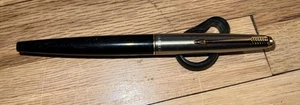 Parker Vintage 45 Cartridge Pen Gold Clip Black steel nib fine point - Picture 1 of 14