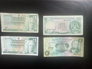 Scotlands 1980s 1 Pound Notes X 4 Circulated Condition - Picture 1 of 2