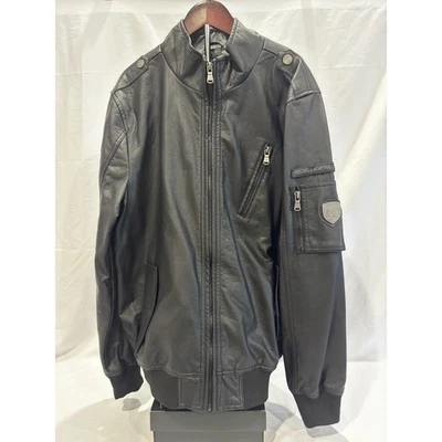 Urban Republic Black Faux Leather Jacket Men’s Size Medium*Read Description* - Image 1 of 4