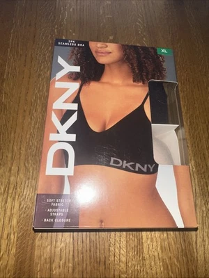 DKNY Women Seamless Bra Pull On 2-pack, Black & Sand, X-Large (D-DD) - NEW - Image 1 of 2