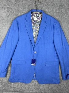 NEW! Alan Flusser Blazer/Jacket 2-Button Blue Mens XL Lightweight Linen Blend - Picture 1 of 10
