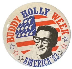 Buddy Holly Week America 1983 Pin Button - Picture 1 of 3