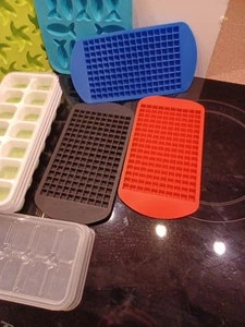 Silicone Ice Cube Trays, Lot of 9, mixed shapes, square, Rectangle, fish, star. - Picture 1 of 14