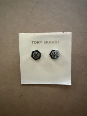Aretes Tory Burch con logotipo hexagonal plateados - nuevos - venta al por menor $78 Foto 1 de 4