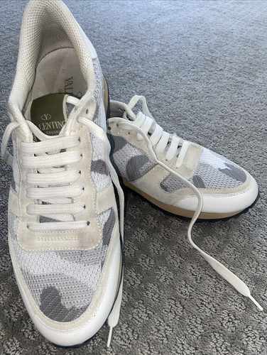 Sneakers donna VALENTINO grigio beige bianco scamosciato Rockstud mimetiche 40 US 9 5