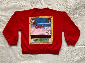 Vintage 80s Snoopy Aviator Red Sweatshirt, Made in USA, Sz 7 - Picture 1 of 7