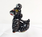 Vintage Japan Redware Pottery Black Ceramic Poodle Dog Figurine 3.5in