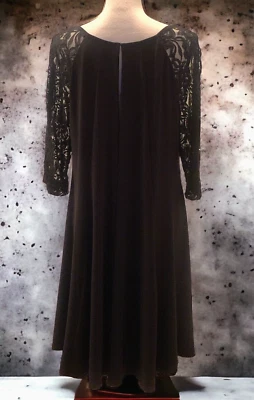 Julian Taylor Womens Flare Princess Seamed Dress Size 14 Black Short Lace Sleeve - Image 1 of 4