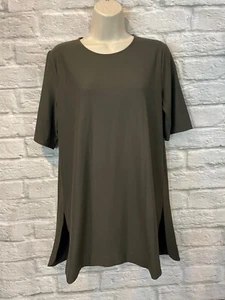 NUEVA Túnica Eileen Fisher Woodland Lavable Crepé Cuello Redondo Manga Corta Talla S - Imagen 1 de 7